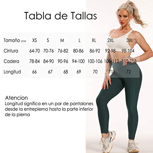 FITTOO Leggings Push Up Mujer Mallas Pantalones Deportivos Alta Cintura Elásticos Yoga Fitness Verde M FITTOO Leggings Push Up Mujer Mallas Pantalones Deportivos Alta Cintura Elásticos Yoga Fitness Verde M