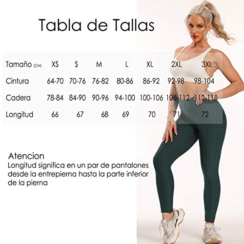 FITTOO Leggings Push Up Mujer Mallas Pantalones Deportivos Alta Cintura Elásticos Yoga Fitness  Verde S