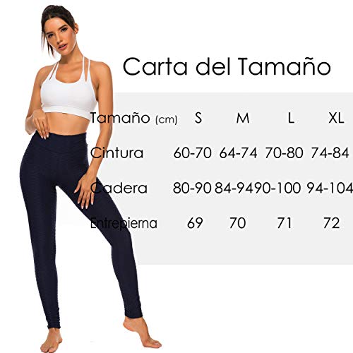 FITTOO Mallas Leggings Mujer Pantalones Deportivos oga Alta Cintura Elásticos Transpirables Azul Oscuro M