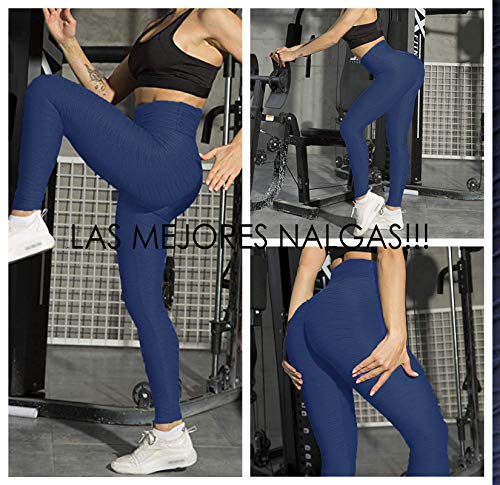 FITTOO Mallas Leggings Mujer Pantalones Deportivos oga Alta Cintura Elásticos Transpirables Azul Oscuro M