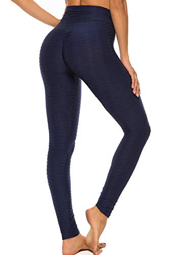 FITTOO Mallas Leggings Mujer Pantalones Deportivos oga Alta Cintura Elásticos Transpirables Azul Oscuro M