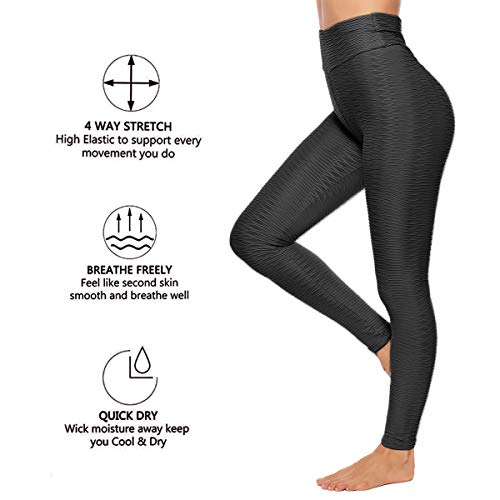 FITTOO Mallas Leggings Mujer Pantalones Deportivos oga Alta Cintura Elásticos Transpirables Negro S