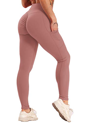 FITTOO Mallas Leggings Mujer Pantalones Deportivos Yoga Alta Cintura Elásticos Transpirables Rosa S