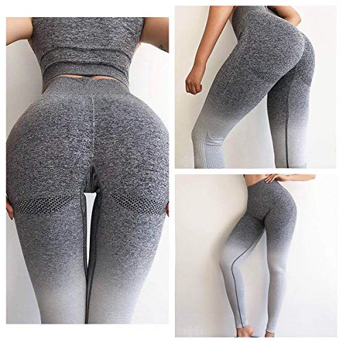 FITTOO Mallas Leggings Mujer Pantalones Deportivos Yoga Alta Cintura Elásticos y Transpirables Gris S&M