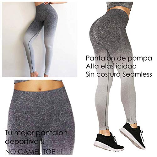 FITTOO Mallas Leggings Mujer Pantalones Deportivos Yoga Alta Cintura Elásticos y Transpirables Gris S&M