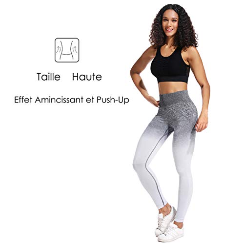 FITTOO Mallas Leggings Mujer Pantalones Deportivos Yoga Alta Cintura Elásticos y Transpirables Gris S&M