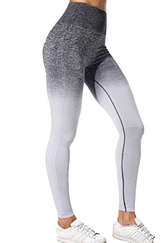 FITTOO Mallas Leggings Mujer Pantalones Deportivos Yoga Alta Cintura Elásticos y Transpirables Gris S&M
