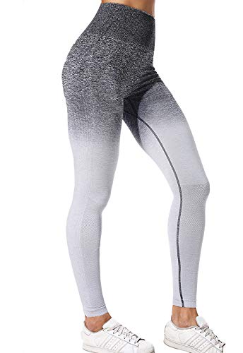 FITTOO Mallas Leggings Mujer Pantalones Deportivos Yoga Alta Cintura Elásticos y Transpirables Gris S&M FITTOO Mallas Leggings Mujer Pantalones Deportivos Yoga Alta Cintura Elásticos y Transpirables Gris S&M