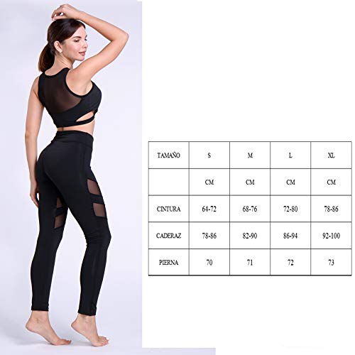 FITTOO Mallas Leggings Mujer Yoga de Alta Cintura Elásticos y Transpirables para Yoga Running FitnessG32K #2 Negro Small