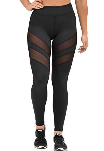 FITTOO Mallas Leggings Mujer Yoga de Alta Cintura Elásticos y Transpirables para Yoga Running FitnessG32K #2 Negro Small