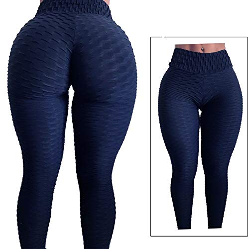 FITTOO Mallas Pantalones Deportivos Leggings Mujer Yoga de Alta Cintura Elásticos y Transpirables para Yoga Running Fitness con Gran Elásticos2060 Azul Oscuro S