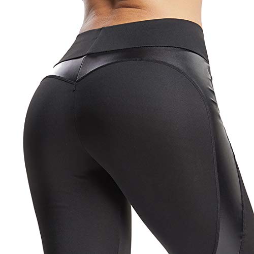 FITTOO Mallas Pantalones Deportivos Leggings Mujer Yoga de Alta Cintura Elásticos y Transpirables para Yoga Running Fitness con Gran Elásticos680 Negro M