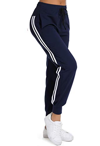 FITTOO Pantalon Chandal Mujer Largos Pantalones Deporte Yoga Fitness Jogger Pantalones Rayas Azul M FITTOO Pantalon Chandal Mujer Largos Pantalones Deporte Yoga Fitness Jogger Pantalones Rayas Azul M