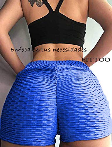 FITTOO Pantalones Cortos Leggings Mujer Mallas Yoga Alta Cintura Elásticos Push Up Suave