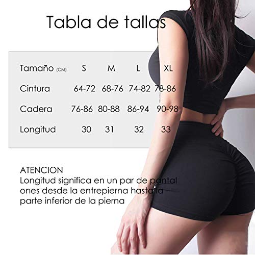 FITTOO Pantalones Cortos Leggings Mujer Mallas Yoga Alta Cintura Elásticos Transpirables #1 Negro S