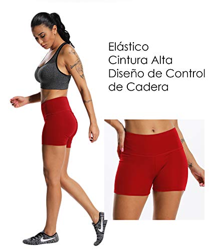 FITTOO Pantalones Cortos Leggings Mujer Mallas Yoga Alta Cintura Elásticos Transpirables #1 Rojo XL FITTOO Pantalones Cortos Leggings Mujer Mallas Yoga Alta Cintura Elásticos Transpirables #1 Rojo XL