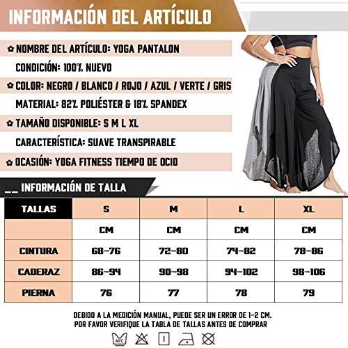 FITTOO Pantalones De Yoga Sueltos Cintura Alta Mujer Pantalones Largos Deportivos Suaves y Cómodos 740,Negro,M