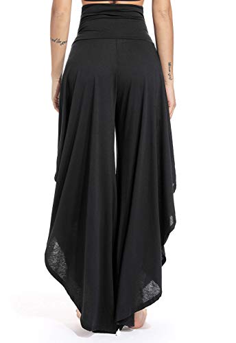 FITTOO Pantalones De Yoga Sueltos Cintura Alta Mujer Pantalones Largos Deportivos Suaves y Cómodos 740,Negro,M