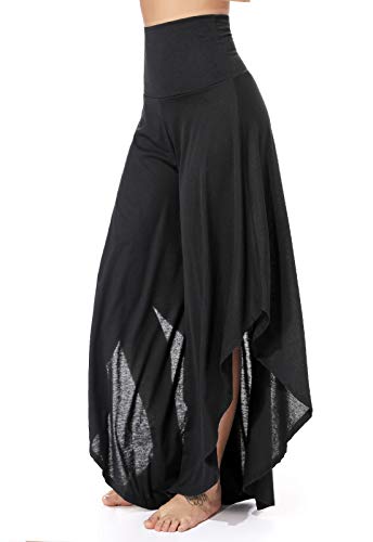 FITTOO Pantalones De Yoga Sueltos Cintura Alta Mujer Pantalones Largos Deportivos Suaves y Cómodos 740,Negro,M