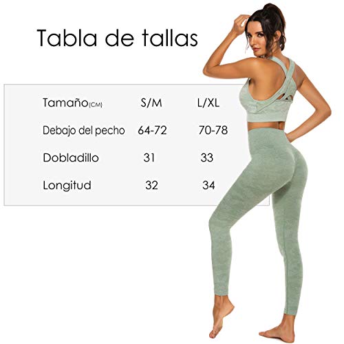 FITTOO Sujetador Deportivo Tops de Yoga Correr Gimnasio para Mujer #4 Verde S