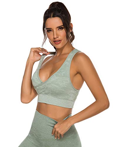 FITTOO Sujetador Deportivo Tops de Yoga Correr Gimnasio para Mujer #4 Verde S