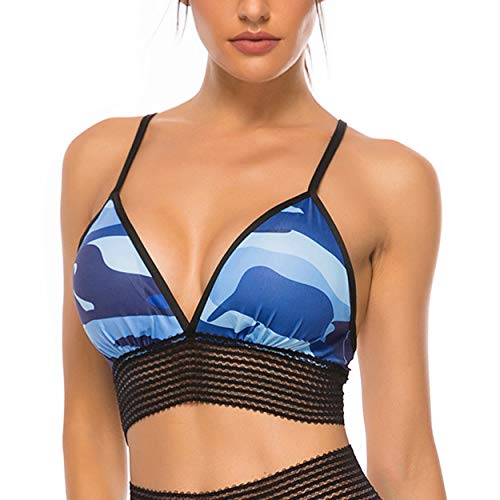 FITTOO Tops Yoga Sujetador Mujer con Relleno Acolchado Deportiva Top Azul M FITTOO Tops Yoga Sujetador Mujer con Relleno Acolchado Deportiva Top Azul M
