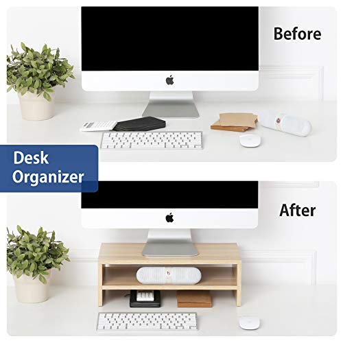 FITUEYES 2 Capas Elevador del Monitor de Madera Color Natural Soporte para Monitor L42.5xW23.5xH14cm DT204201WO FITUEYES 2 Capas Elevador del Monitor de Madera Color Natural Soporte para Monitor L42.5xW23.5xH14cm DT204201WO