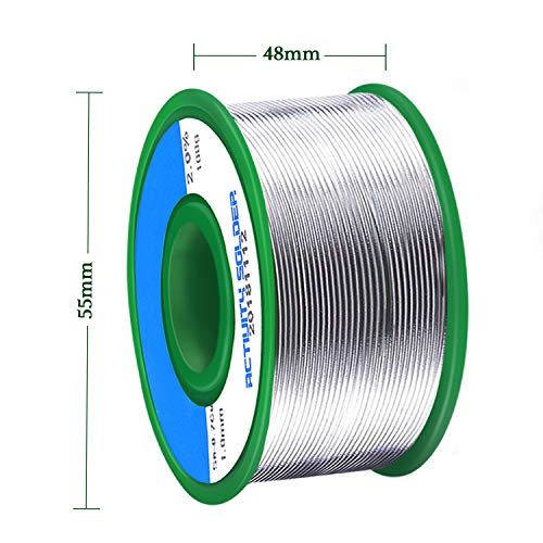 Fixget Estaño de Soldadura Sin Plomo, 1mm Alambre de Soldar con Núcleo de Colofonia, Sn97.3% 2% Cu0.7% para Soldadura Eléctrica, 100g