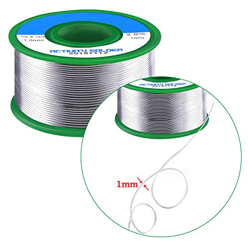 Fixget Estaño de Soldadura Sin Plomo, 1mm Alambre de Soldar con Núcleo de Colofonia, Sn97.3% 2% Cu0.7% para Soldadura Eléctrica, 100g