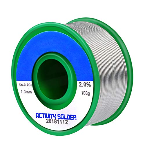 Fixget Estaño de Soldadura Sin Plomo, 1mm Alambre de Soldar con Núcleo de Colofonia, Sn97.3% 2% Cu0.7% para Soldadura Eléctrica, 100g Fixget Estaño de Soldadura Sin Plomo, 1mm Alambre de Soldar con Núcleo de Colofonia, Sn97.3% 2% Cu0.7% para Soldadura Eléctrica, 100g