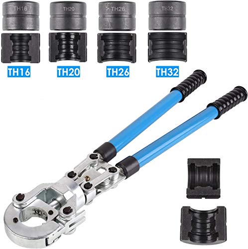 FIXKIT Alicates Prensadores de Tuberías Alicates de Crimpado para Prensar Tubos Contorno TH para Tubo PEX Tubo Compuesto con Molde 16 mm/20 mm/26 mm/32 mm