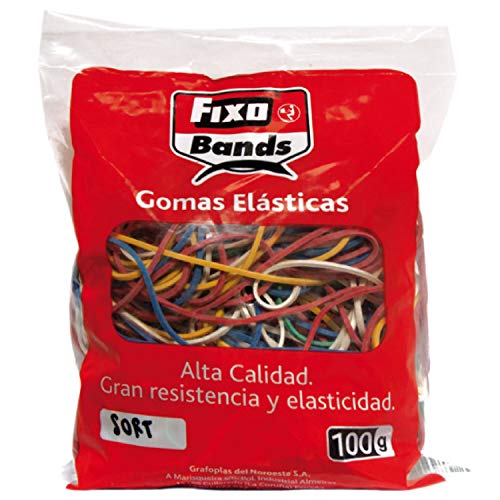 Fixo 145099 Bolsa de Gomas Elásticas, Multicolor, Tamaños Surtidos