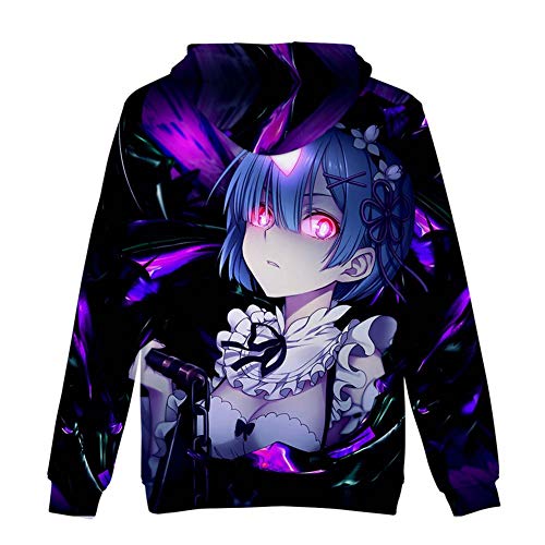 FJLOVE Manga Larga Sudadera con Capucha 3D Imprimir Re:Life in A Different World from Zero Rem Tops Outwear Abrigo Ocasionales Al Aire Libre Streetwear Unisexo,A,L