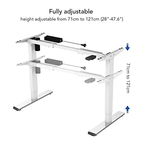 FLEXISPOT EC1W Escritorio eléctrico Ajustable en Altura, Mesa para Oficina en casa, Marco de 2 etapas con Motor único (Blanco)