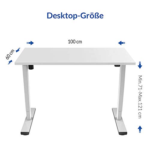 FLEXISPOT EC1W Escritorio eléctrico Ajustable en Altura, Mesa para Oficina en casa, Marco de 2 etapas con Motor único (Blanco)