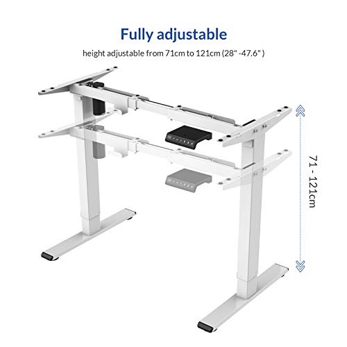 FLEXISPOT EN1 Escritorio ELÉCTRICO Ajustable Altura Mesa de PIE, Escritorio de Acero Sólido con TECLA de Memoria AUTOMÁTICA Inteligente (Blanco)