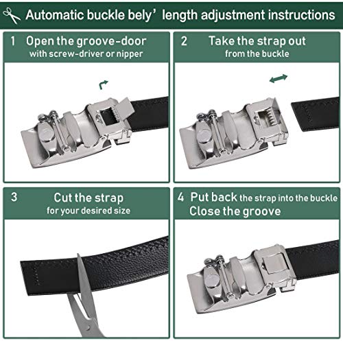 flintronic Cinturón Cuero Hombre, Cinturones Piel con Hebilla Automática, Sencillo y Clásico Perfecto Regalo