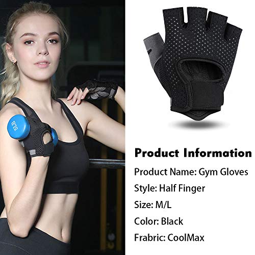 flintronic Guantes de Fitness, 1 Par Guantes Gimnasio de Medio Dedo, para Entrenamiento Cruzado, Levantamiento de Pesas, Fitness, Kettlebells, Guantes de Entrenamiento Hombres Mujeres - M