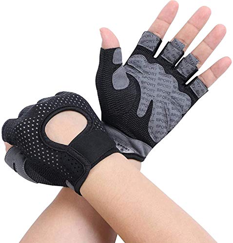 flintronic Guantes de Fitness, 1 Par Guantes Gimnasio de Medio Dedo, para Entrenamiento Cruzado, Levantamiento de Pesas, Fitness, Kettlebells, Guantes de Entrenamiento Hombres Mujeres - M