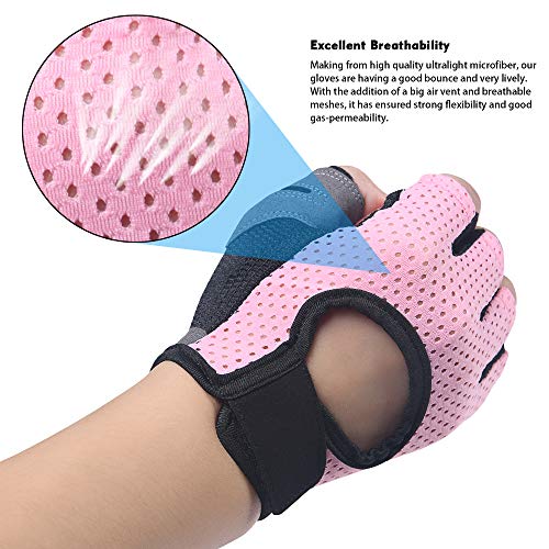 flintronic Guantes de Fitness, 1 Par Guantes Gimnasio, para Entrenamiento Cruzado, Levantamiento de Pesas, Fitness, Kettlebells, Guantes de Entrenamiento Hombres Mujeres, Rosado