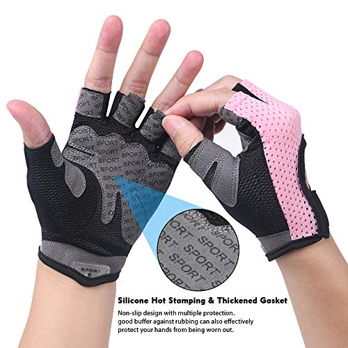 flintronic Guantes de Fitness, 1 Par Guantes Gimnasio, para Entrenamiento Cruzado, Levantamiento de Pesas, Fitness, Kettlebells, Guantes de Entrenamiento Hombres Mujeres, Rosado