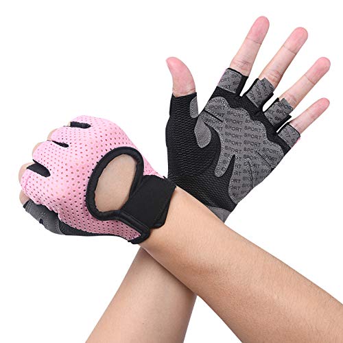 flintronic Guantes de Fitness, 1 Par Guantes Gimnasio, para Entrenamiento Cruzado, Levantamiento de Pesas, Fitness, Kettlebells, Guantes de Entrenamiento Hombres Mujeres, Rosado