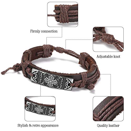 flintronic® Pulsera Hombre, 6 Piezas Personalidad Retro Tejida Pulsera de Traje de Cuero Multicapa, Pulseras Retro, Moda Pulsera de Cuero Brazalete Trenzado Roccia Punk, Ajustable (#1 Serie)