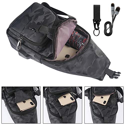 flintronic Sling Bag, Bolsa de Pecho con Puerto de Carga USB, Puerto Crossbody para Hombres Mujeres Senderismo Ligero Ciclismo Mochila de Viaje para Acampar (Incluye 1 Cable USB)