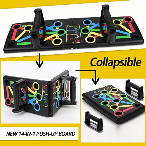 FLOFIA 14 en 1 Push Up Tabla Board Plagable Tabla Flexiones Multifuncion Push Up Board Tablero de Codos Sistema Fitness Entrenamiento de Fuerza Muscular del Cuerpo Ejercicio Gimnasio Hogar Deporte