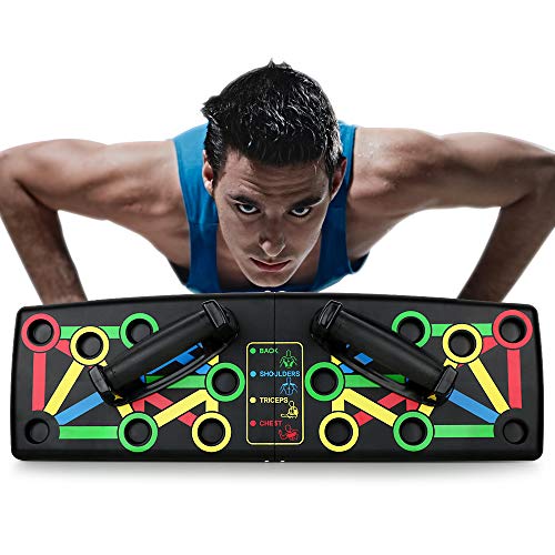 FLOFIA 14 en 1 Push Up Tabla Board Plagable Tabla Flexiones Multifuncion Push Up Board Tablero de Codos Sistema Fitness Entrenamiento de Fuerza Muscular del Cuerpo Ejercicio Gimnasio Hogar Deporte