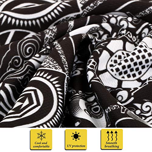 FLOFIA 2pcs Pañuelo Mascara Facial con Cuello de Oreja Pañuelo Bufanda Triangular Bandana Mascarilla Mask Negras Bragas de Cabeza Turbante para Mujer Hombre Unisex Verano Anti-UV Cislismo Moto Deporte