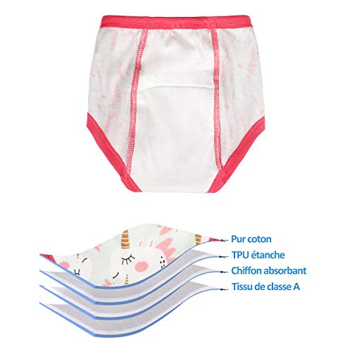 Flyish - 6 pantalones de entrenamiento para bebé, ropa interior de entrenamiento para niños, ropa interior para niños y niñas, pañales antigoteo de 2 a 5 años rosa 2 Años Flyish - 6 pantalones de entrenamiento para bebé, ropa interior de entrenamiento para niños, ropa interior para niños y niñas, pañales antigoteo de 2 a 5 años rosa 2 Años