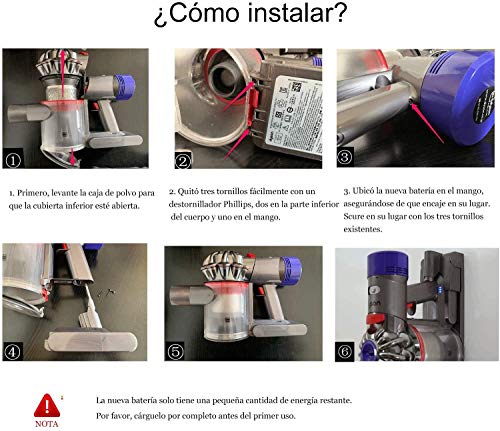 FLYLINKTECH Batería Dyson V7 SV11, 4000mAh Dyson V7 Batería 21.6V Batería de repuesto para Dyson V7 Aspiradora Inalámbrica V7 Animal V7 Trigger V7 Trigger + V7 Motorhead Pro V7 Fluffy V7 Matelas FLYLINKTECH Batería Dyson V7 SV11, 4000mAh Dyson V7 Batería 21.6V Batería de repuesto para Dyson V7 Aspiradora Inalámbrica V7 Animal V7 Trigger V7 Trigger + V7 Motorhead Pro V7 Fluffy V7 Matelas