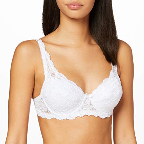 FM London Padded Lace Sujetador con Push-up, Blanco, 100C para Mujer